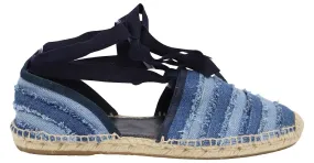 Jimmy Choo Lace Up Dolphin Alpargata Pisos en Blue Denim Azul 