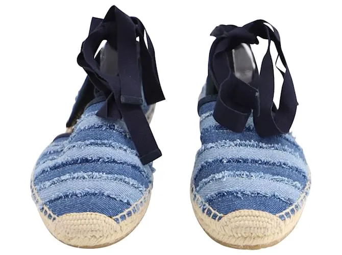 Jimmy Choo Lace Up Dolphin Alpargata Pisos en Blue Denim Azul 