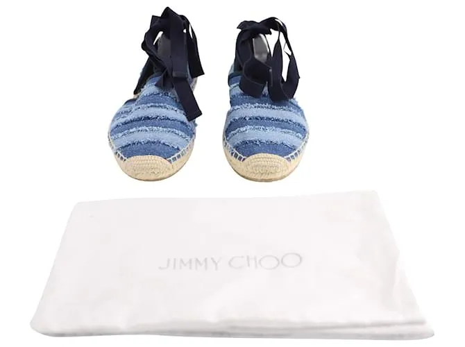 Jimmy Choo Lace Up Dolphin Alpargata Pisos en Blue Denim Azul 