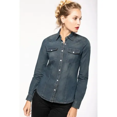 K518CAMISA DENIM MANGA LARGA MUJER