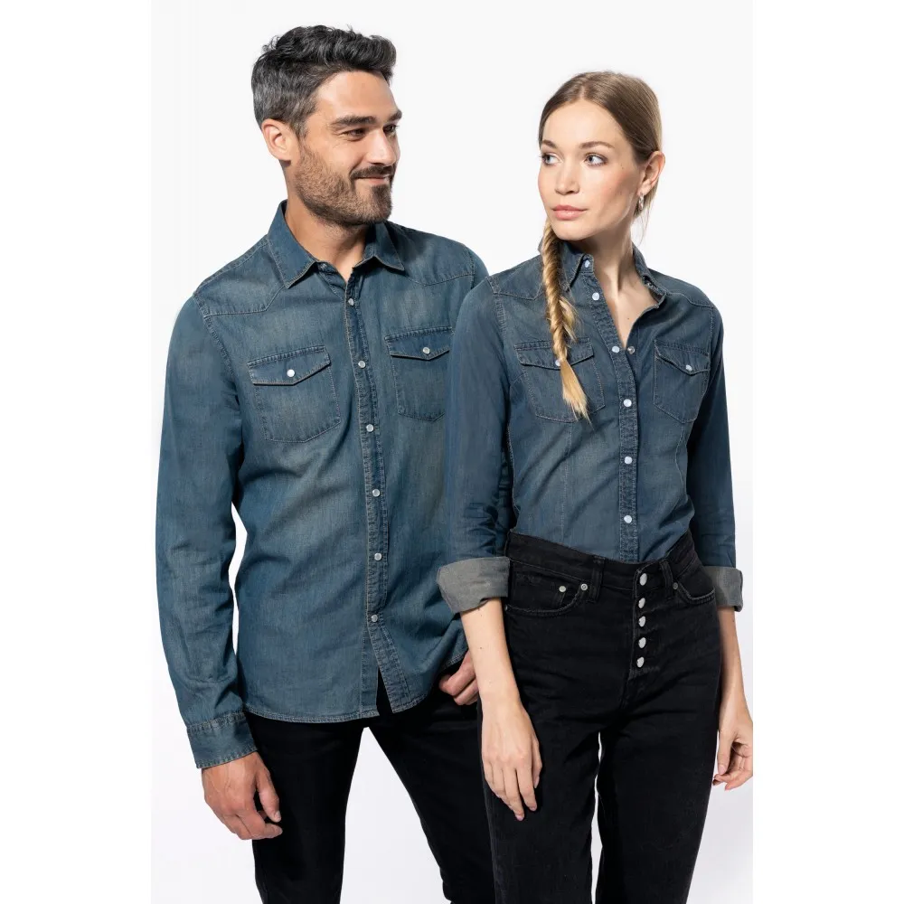 K518CAMISA DENIM MANGA LARGA MUJER