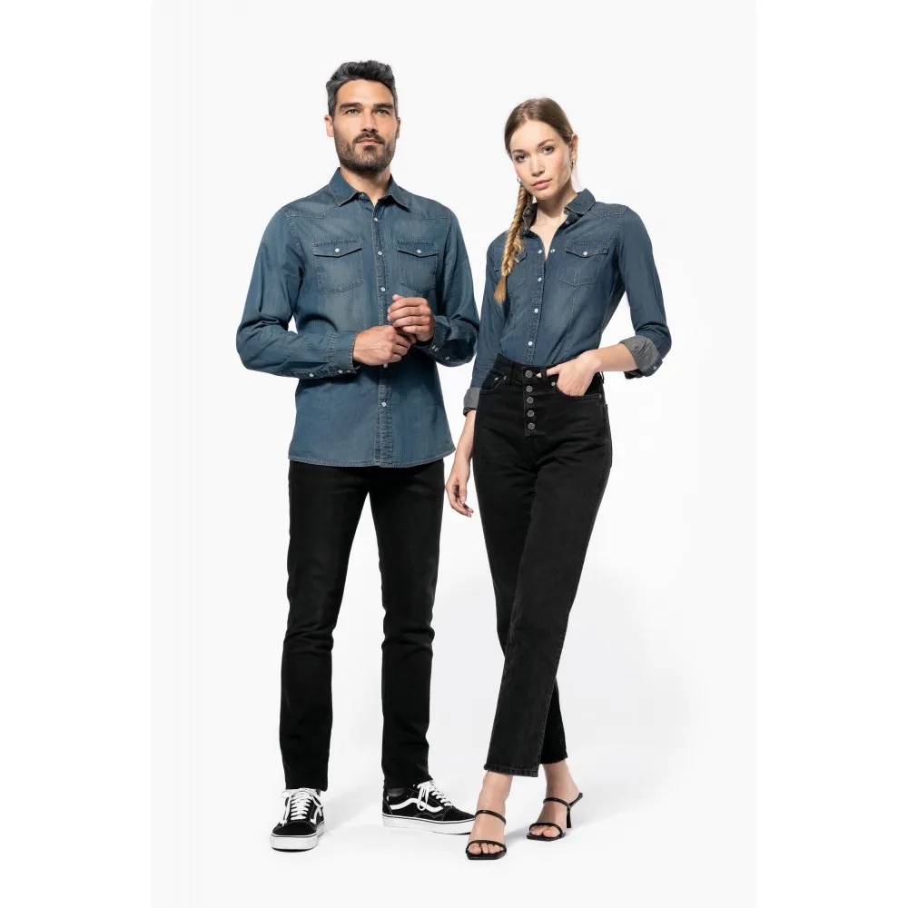 K518CAMISA DENIM MANGA LARGA MUJER