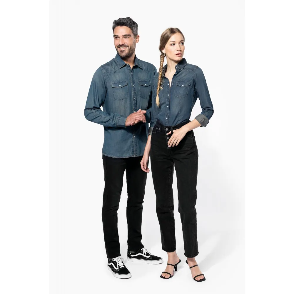 K518CAMISA DENIM MANGA LARGA MUJER