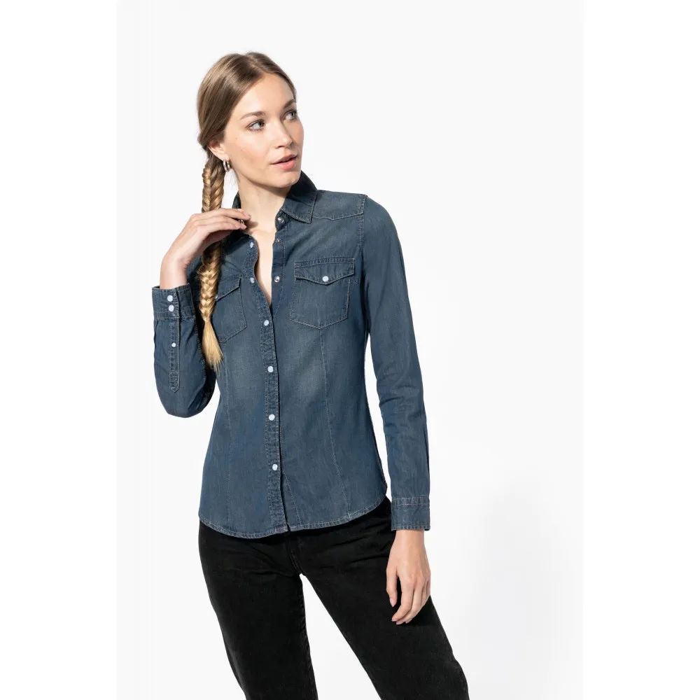 K518CAMISA DENIM MANGA LARGA MUJER