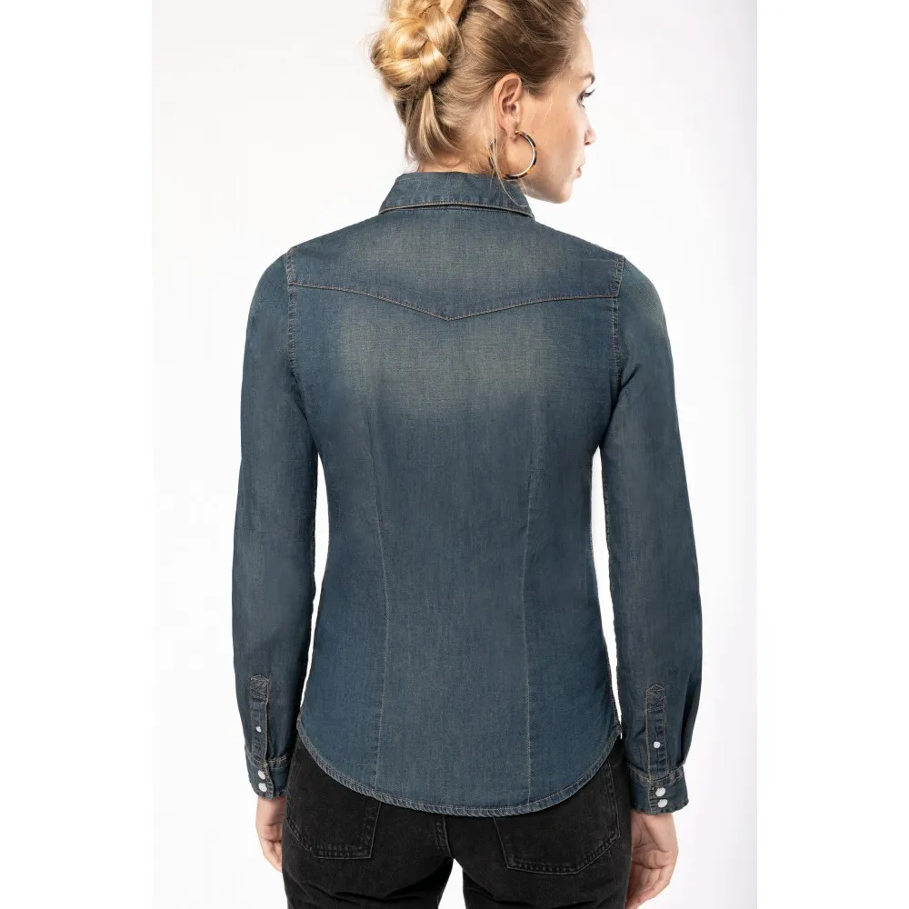 K518CAMISA DENIM MANGA LARGA MUJER