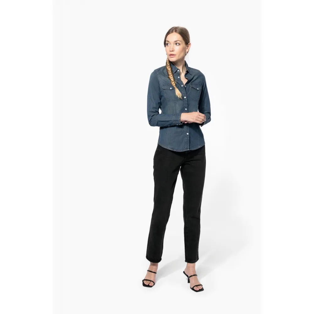 K518CAMISA DENIM MANGA LARGA MUJER