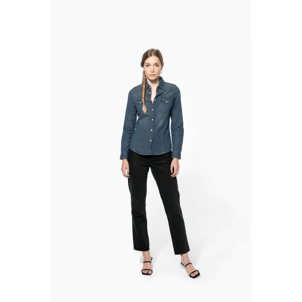 K518CAMISA DENIM MANGA LARGA MUJER