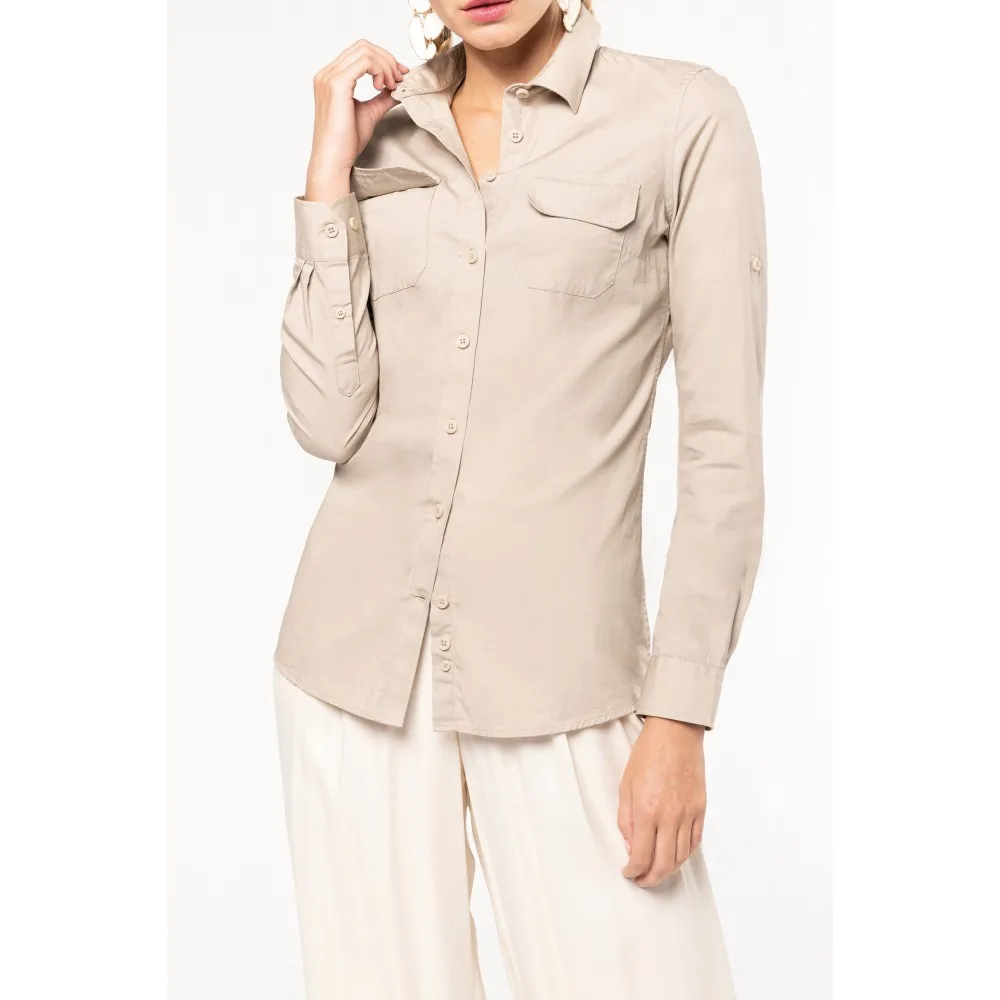 K591CAMISA SAFARI MANGA LARGA MUJER