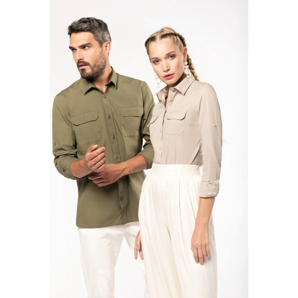 K591CAMISA SAFARI MANGA LARGA MUJER