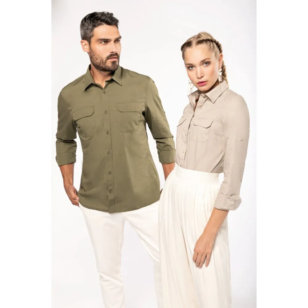 K591CAMISA SAFARI MANGA LARGA MUJER