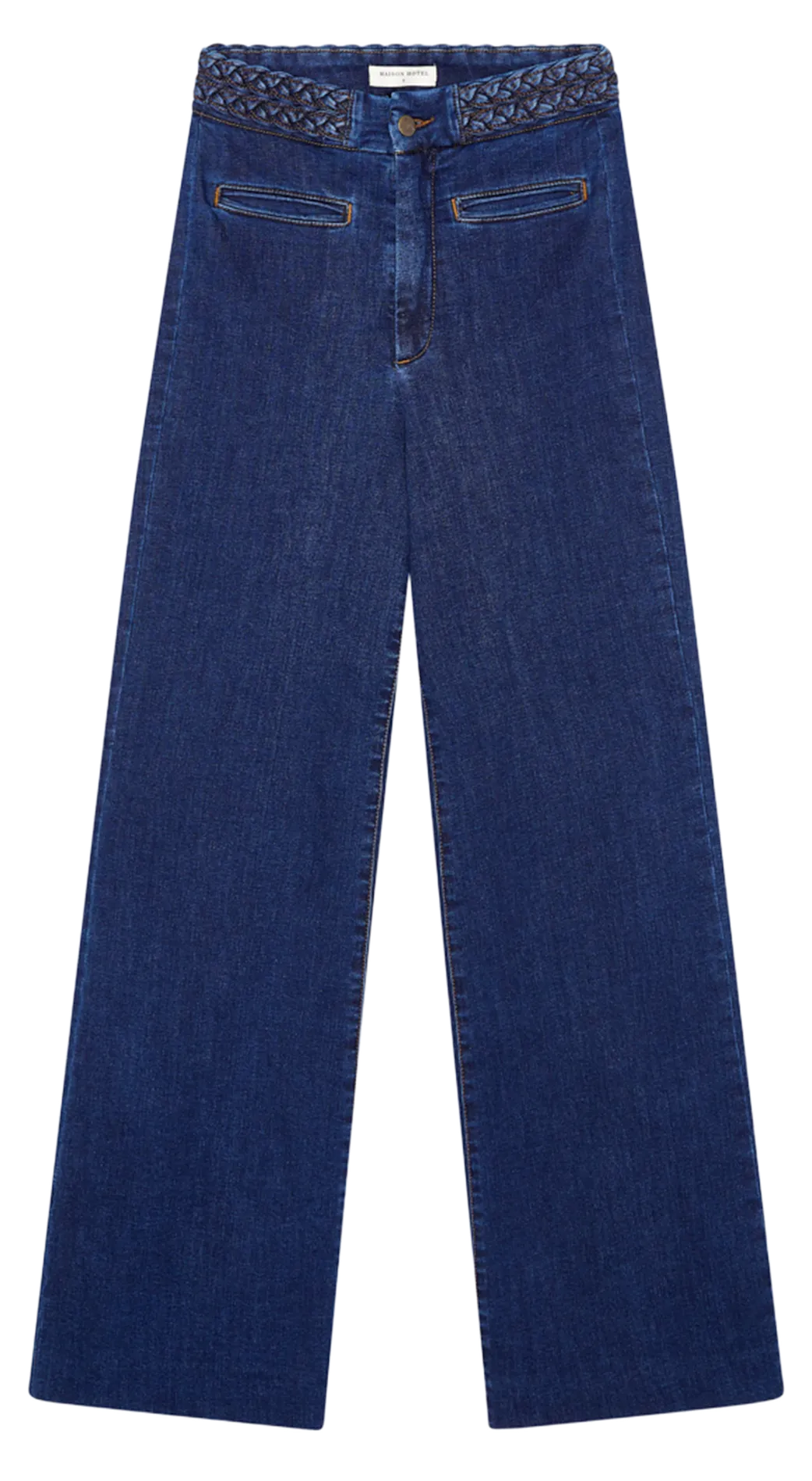 MAISON HOTEL DISCO ROSS - Pantalón recto de algodón trenzado en azul