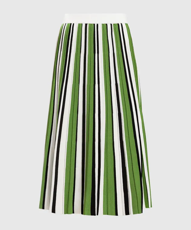 Max Mara Weekend Green striped pleated skirt