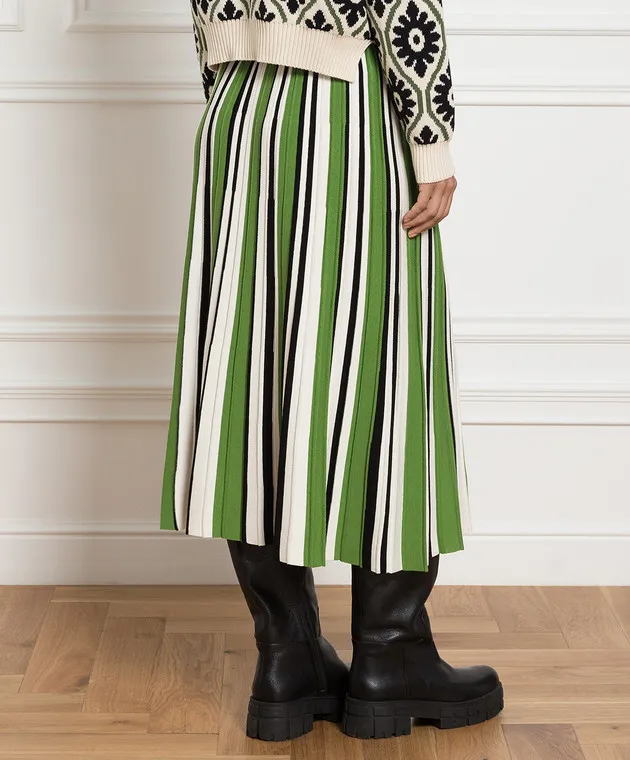 Max Mara Weekend Green striped pleated skirt