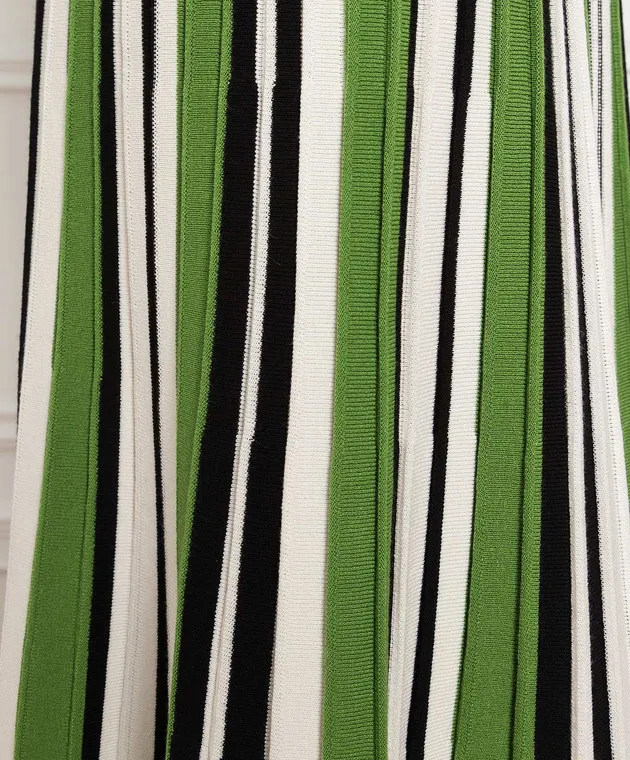 Max Mara Weekend Green striped pleated skirt