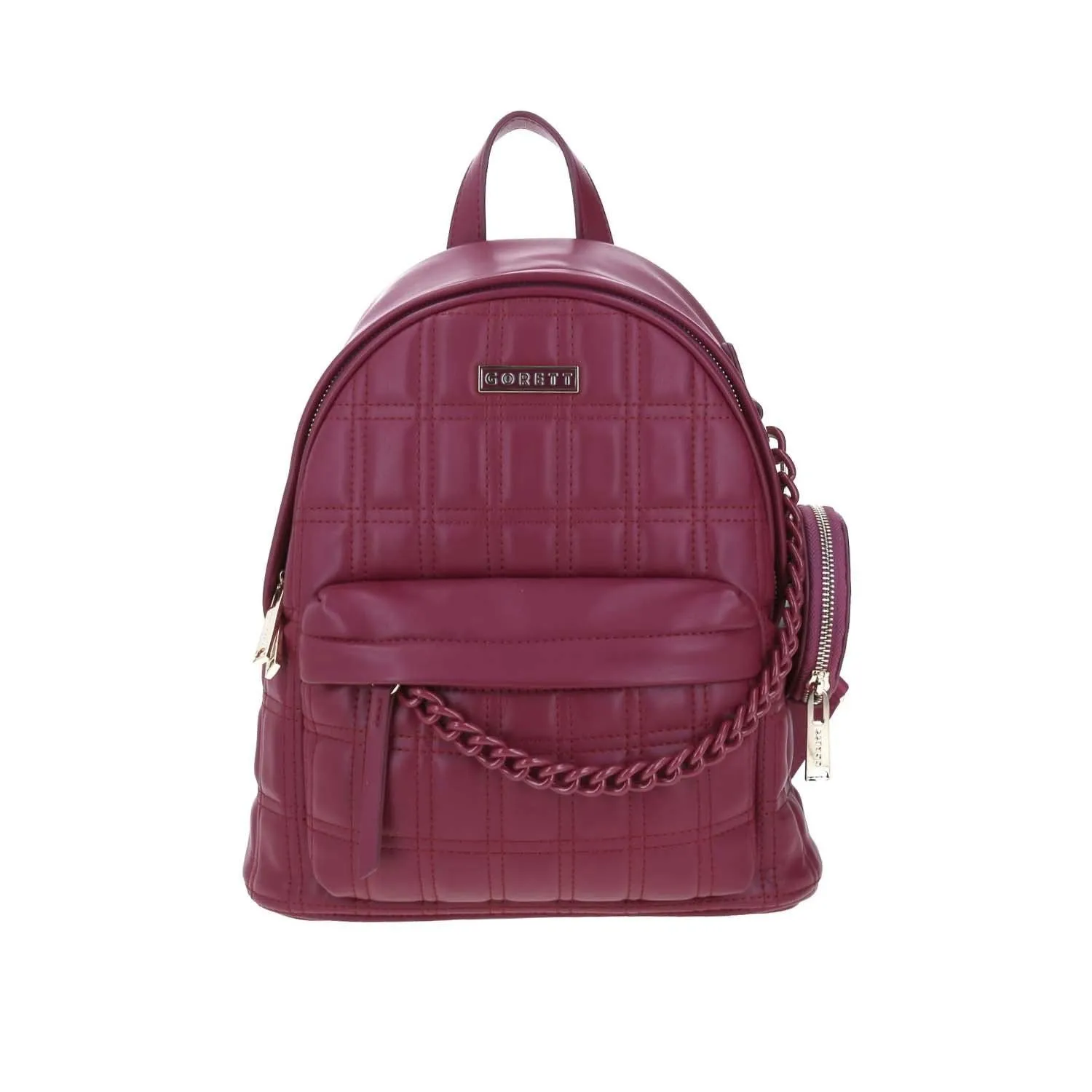 Mochila Para Mujer Tinto Gorett Gregor Con Capitonado y Accesorio Colgante Removible