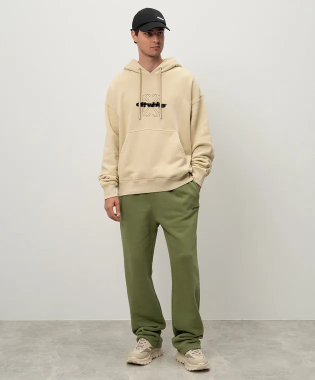 OFFWHITE GREEN SWEATPANTS WITH LOGO