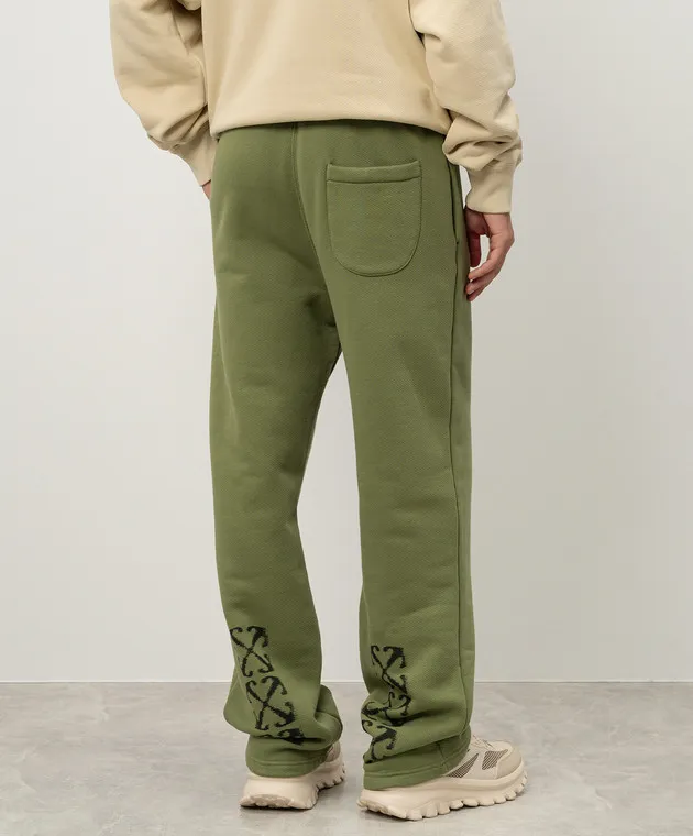 OFFWHITE GREEN SWEATPANTS WITH LOGO