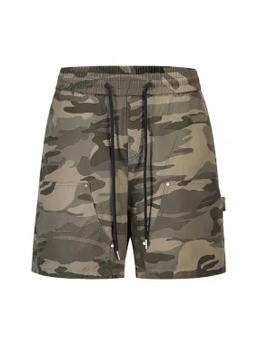 Pantalones cortos de camuflaje vintage con múltiples bolsillos para hombre