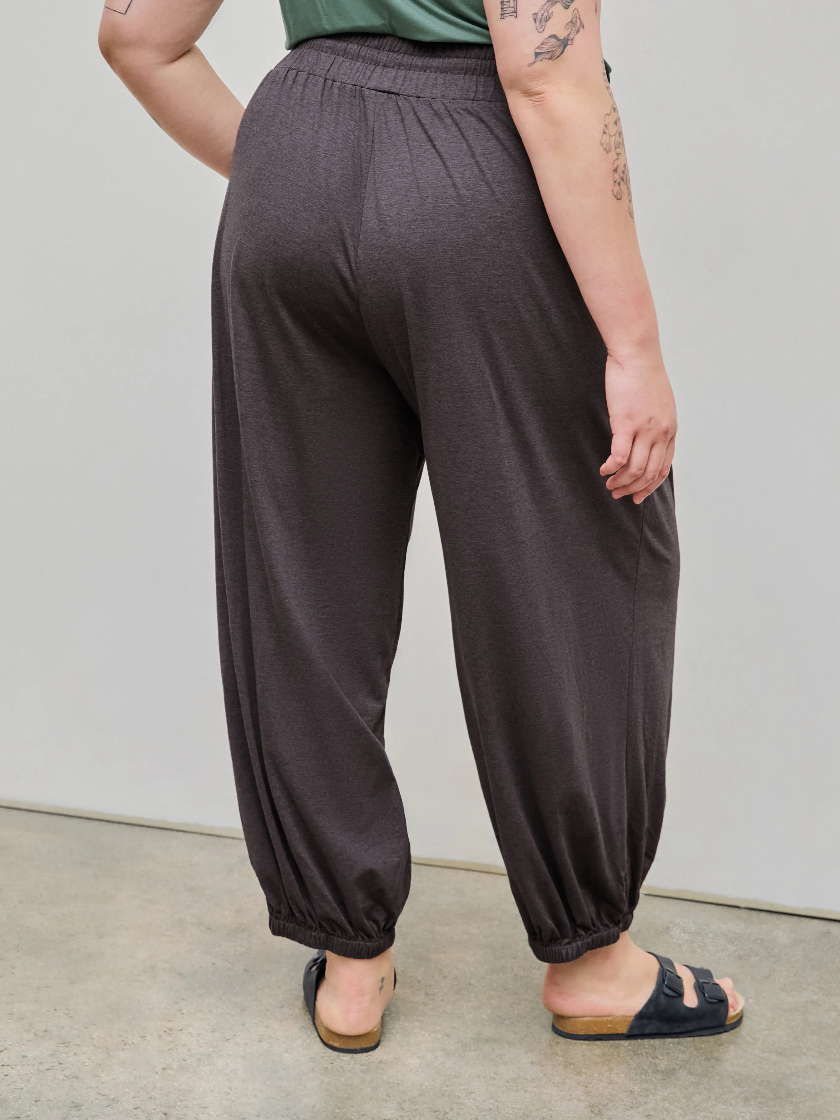  Pantalones de Jersey Anudados Sólidos Curvy