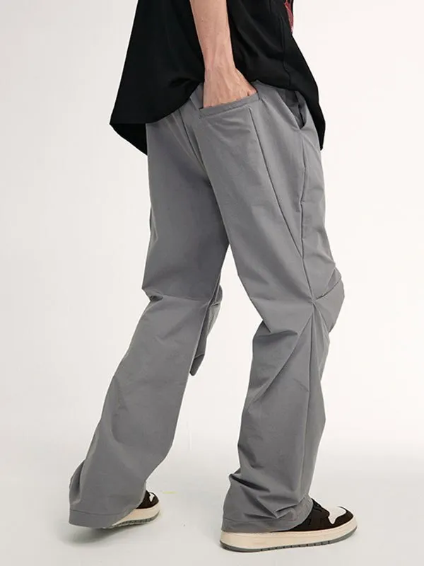 Pantalones de pierna recta con diseño de rodilla para hombre