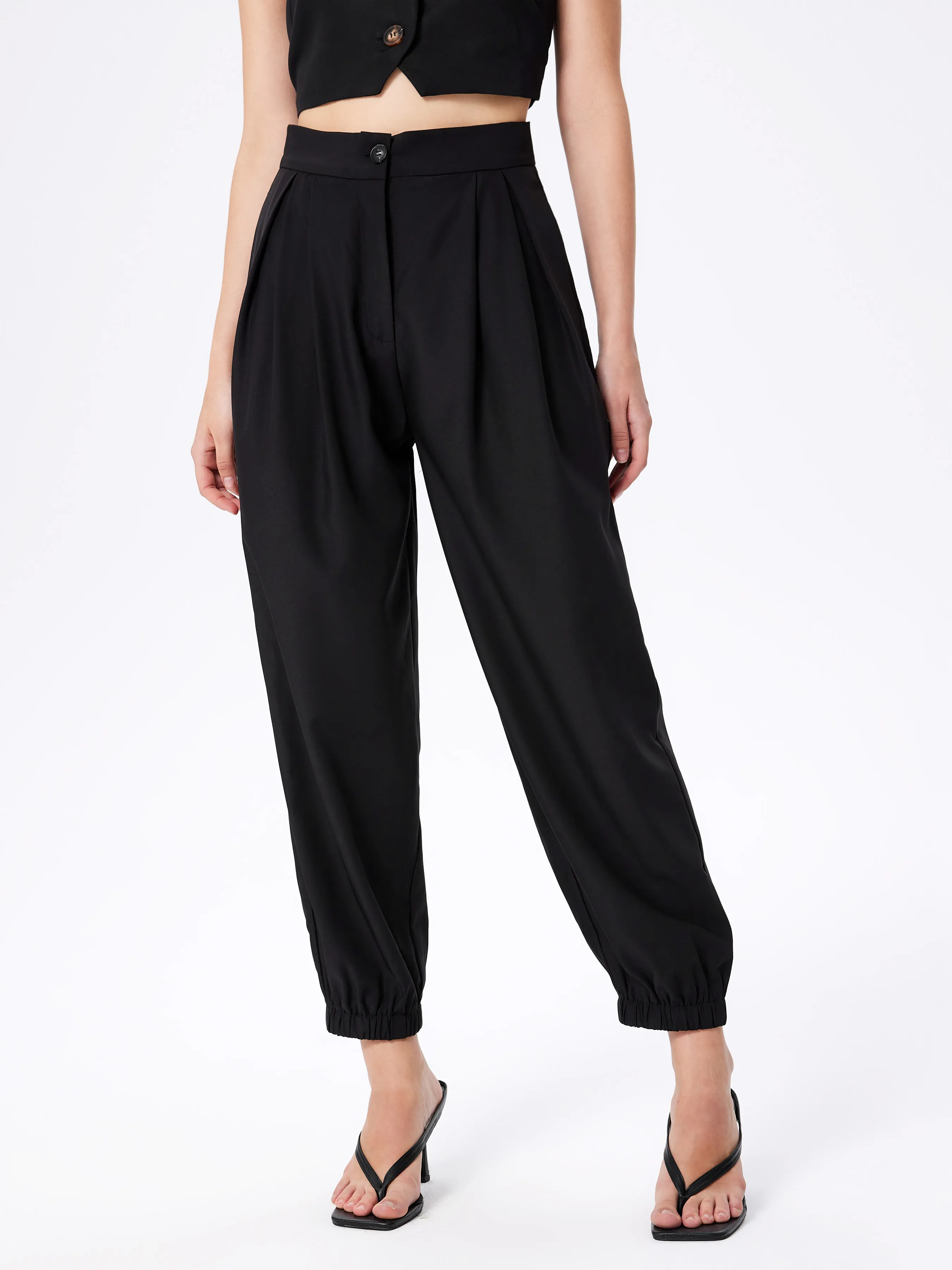  Pantalones Jogger de Cintura Alta Sólidos