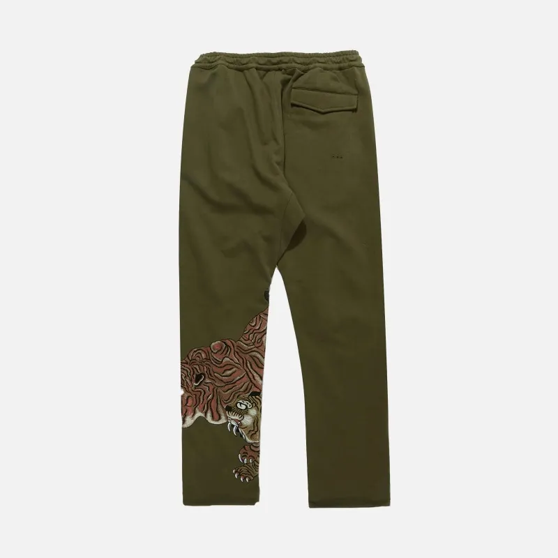 PANTALONES MAHARISHI 8086OLIVE DRAGON & TIGER EMBROIDERED SWEATPANTS