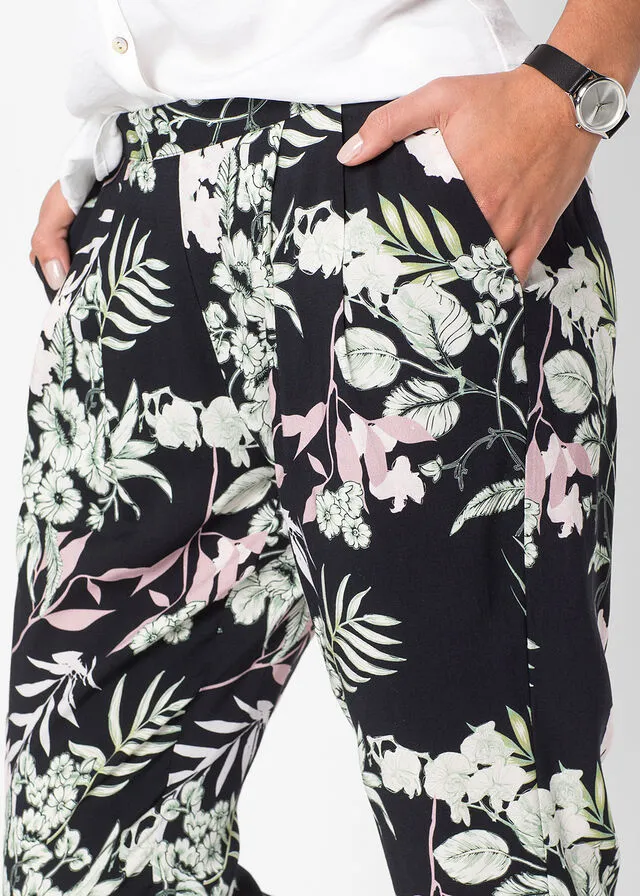 Pantalón con cinturilla elástica Negro estampado