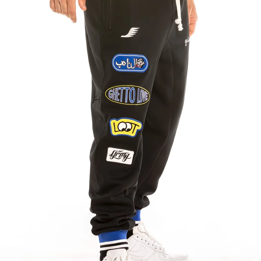 Pantalón deportivo GRIMEY cómodo UNISEX Arch Rival Sweatpants Negro Ref. GRTS188-FW20-BLK negro parches bordados