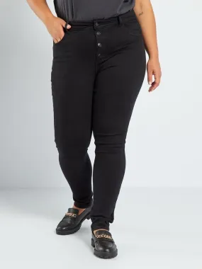 Pantalón skinny elástico - 5 bolsillos - L30 - NEGRO