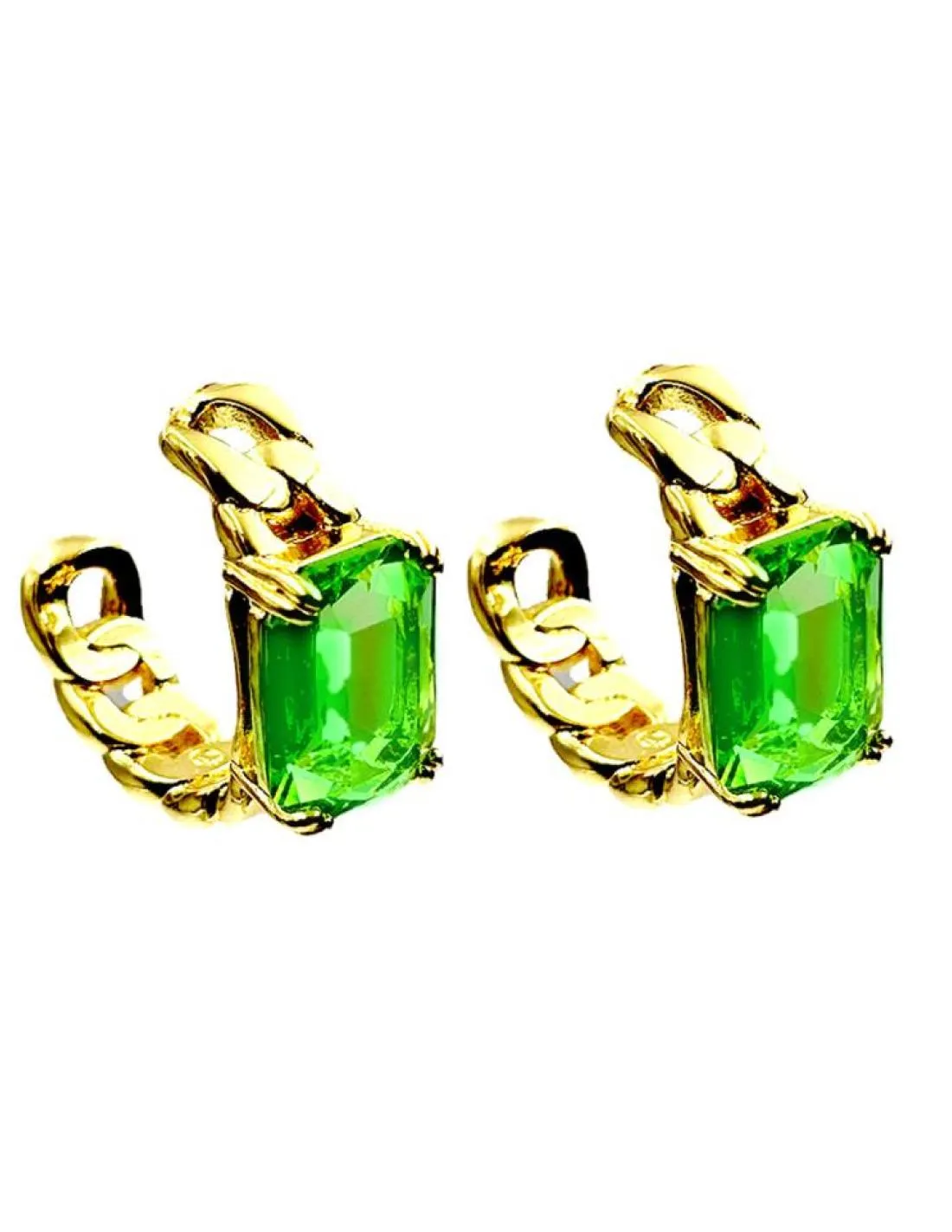 PENDIENTES DORADOS Y VERDES DISEÑO ARO ELEGANTE