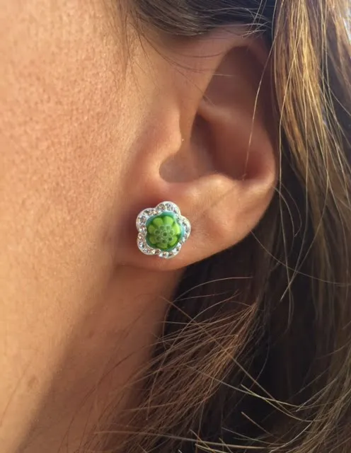 Pendientes Flor Verde