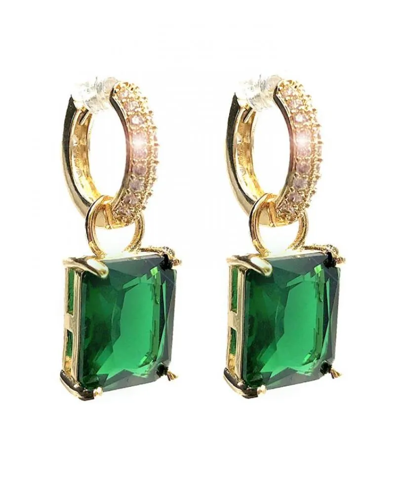 PENDIENTES LARGOS VERDES CON ARO ELEGANTE CON CIRCONITAS