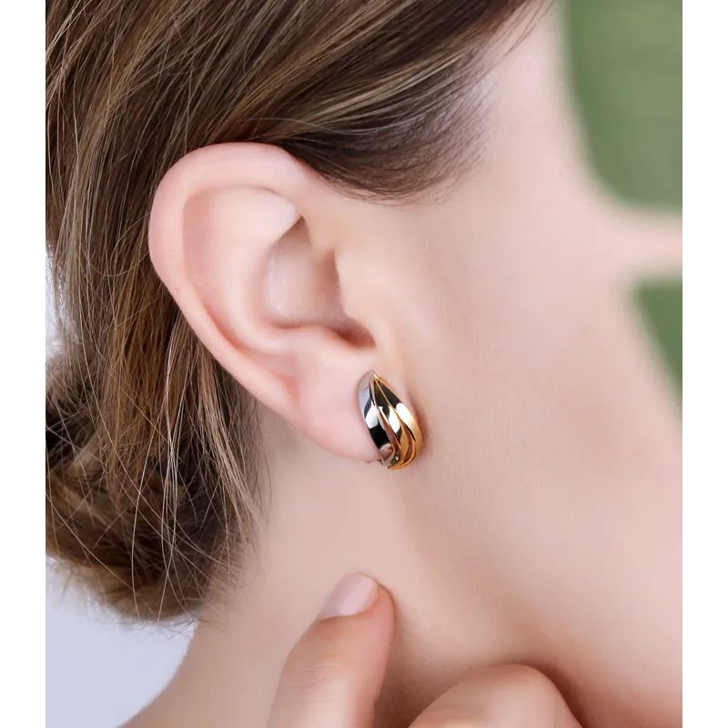 PENDIENTES "BOUMALNE" ORO BICOLOR 18K