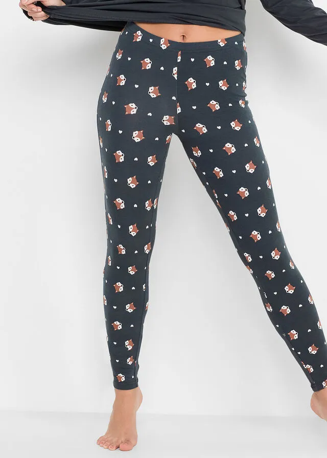 Pijama con leggings Azul grisáceo estampado