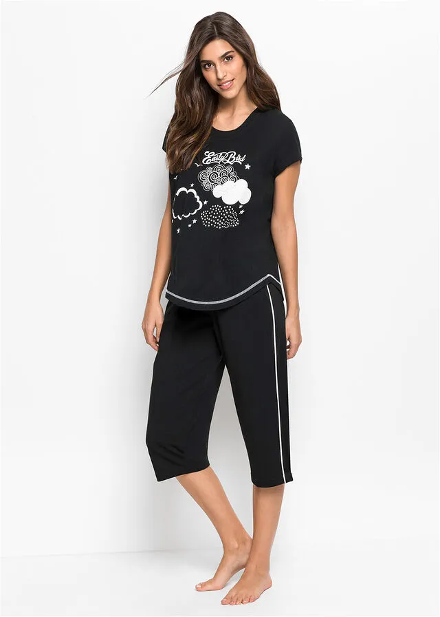 Pijama de estilo Capri Negro-blanco