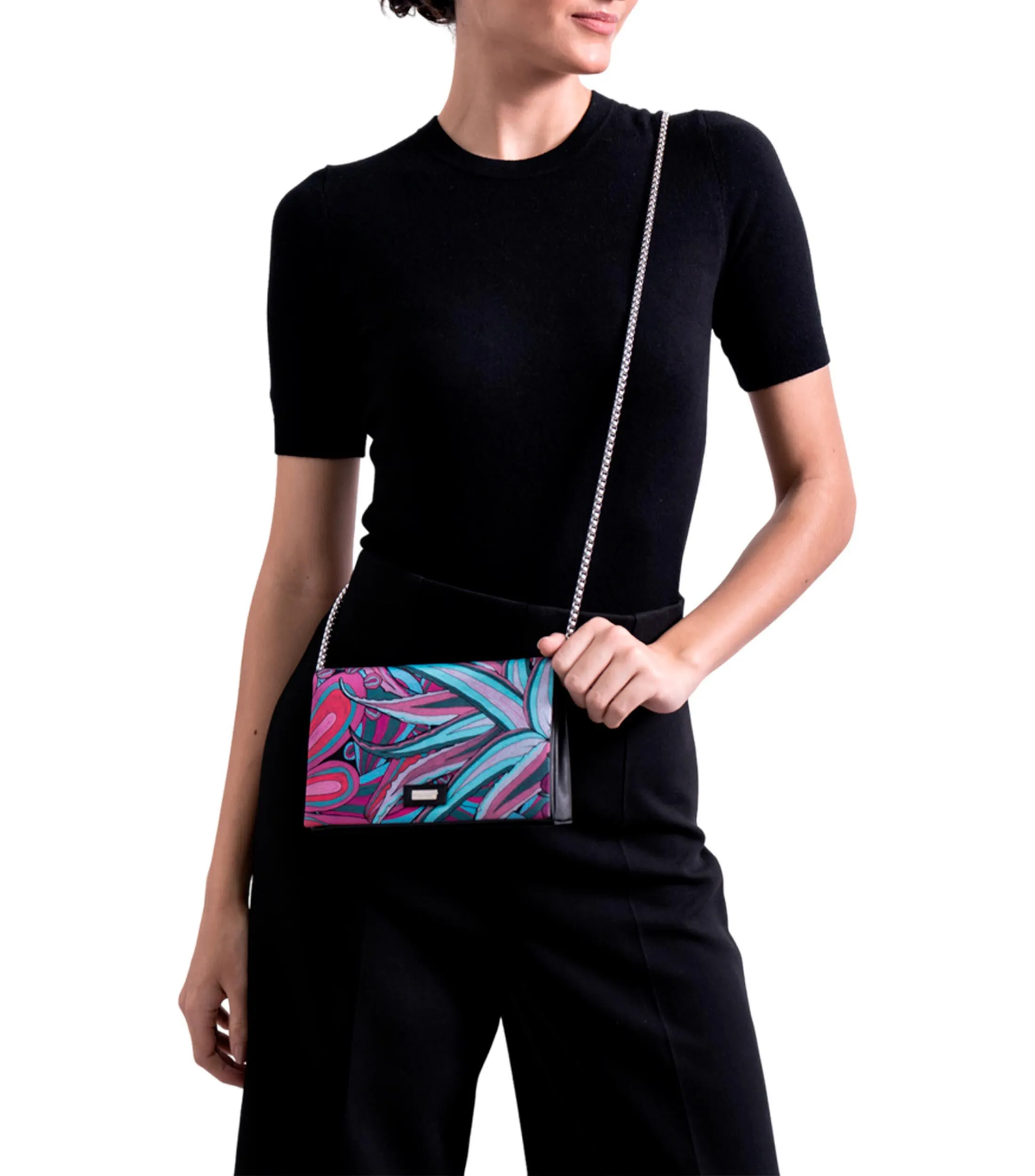 Pineda Covalin Bolso clutch purpura en piel Hook estampado Mujer