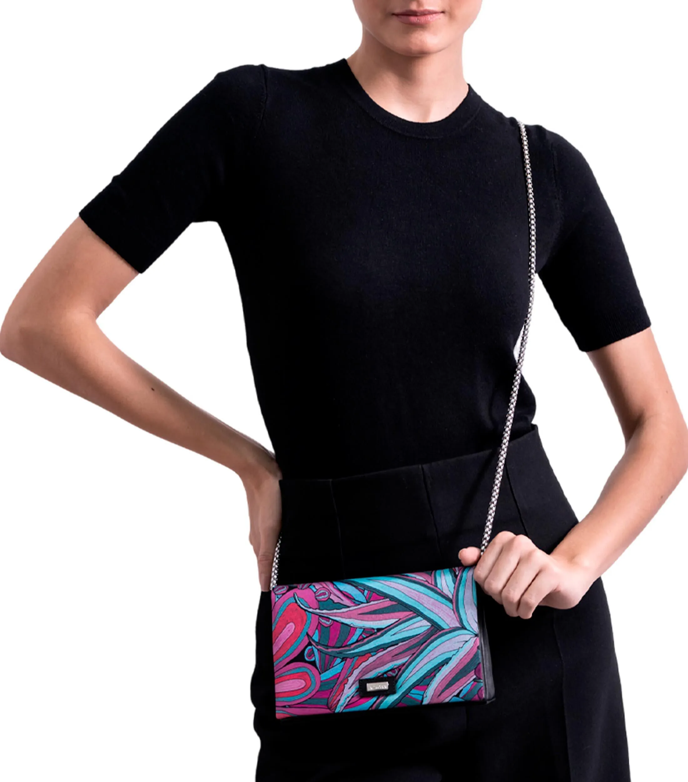 Pineda Covalin Bolso clutch purpura en piel Hook estampado Mujer