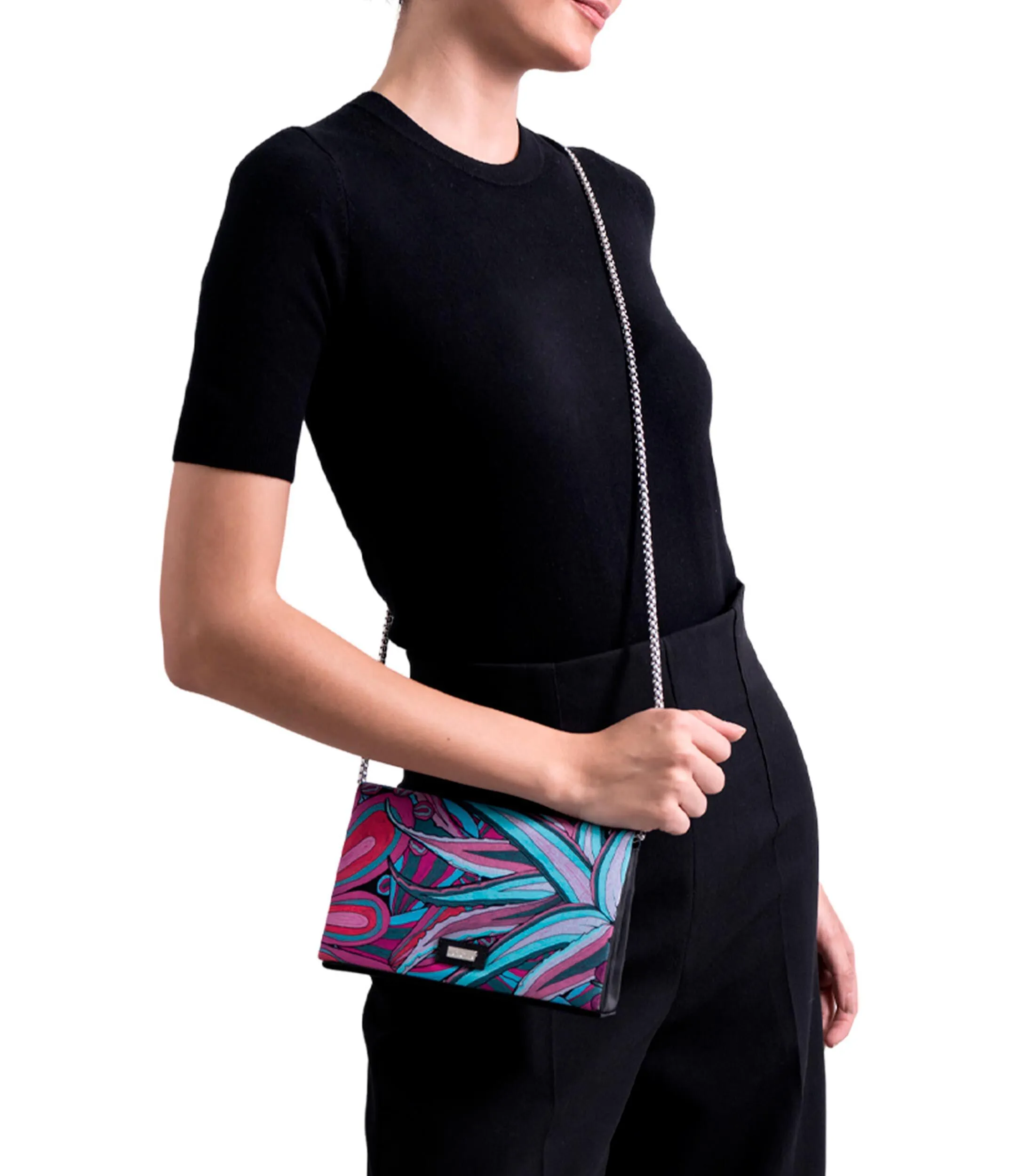 Pineda Covalin Bolso clutch purpura en piel Hook estampado Mujer