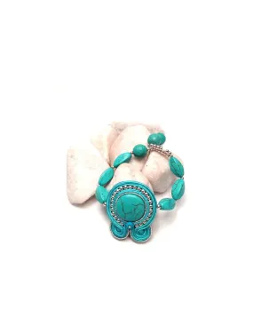 PULSERA DE DISEÑO SOUTACHE,PEQ  PLATA TURQUESA