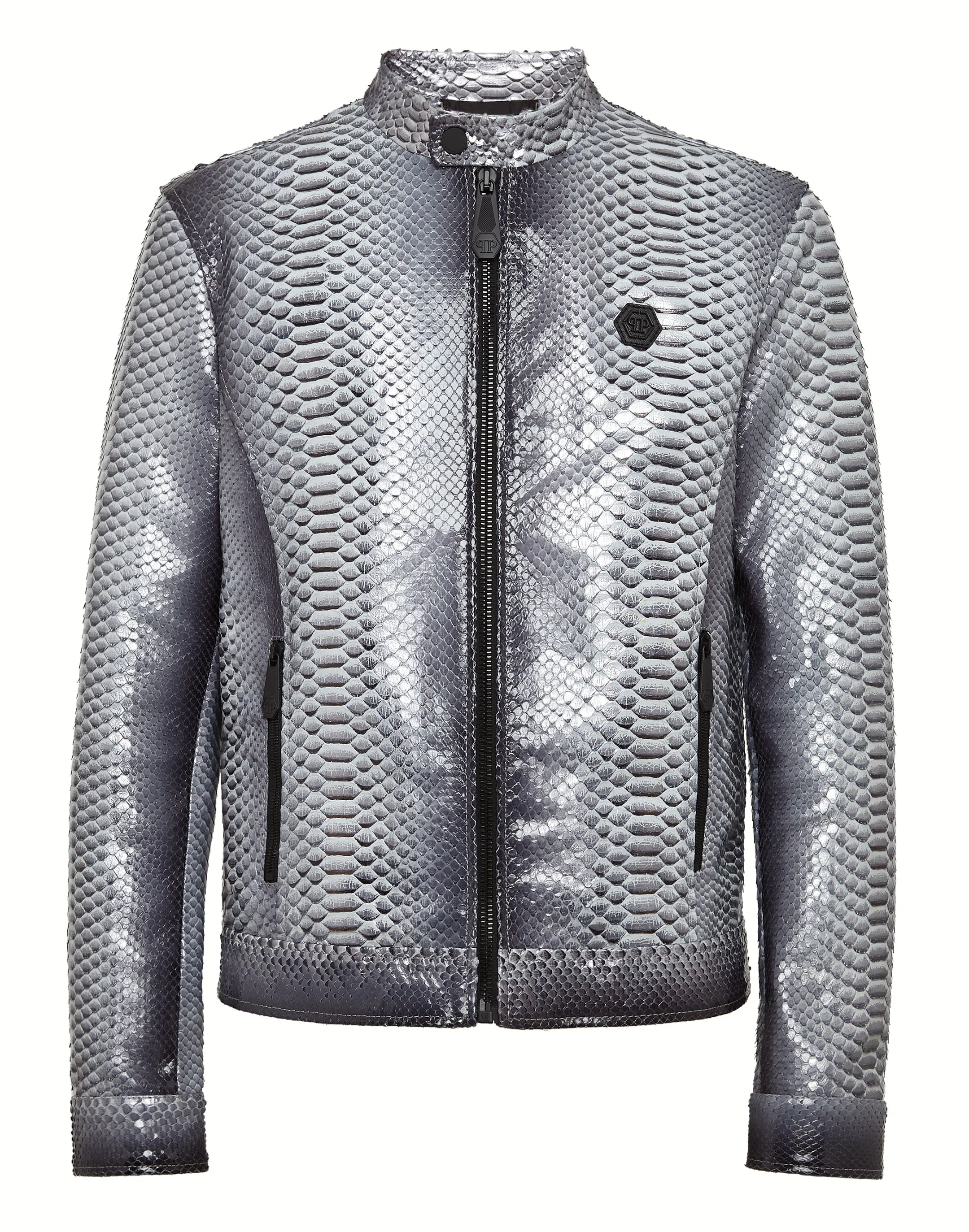 Python Leather Bomber Skull