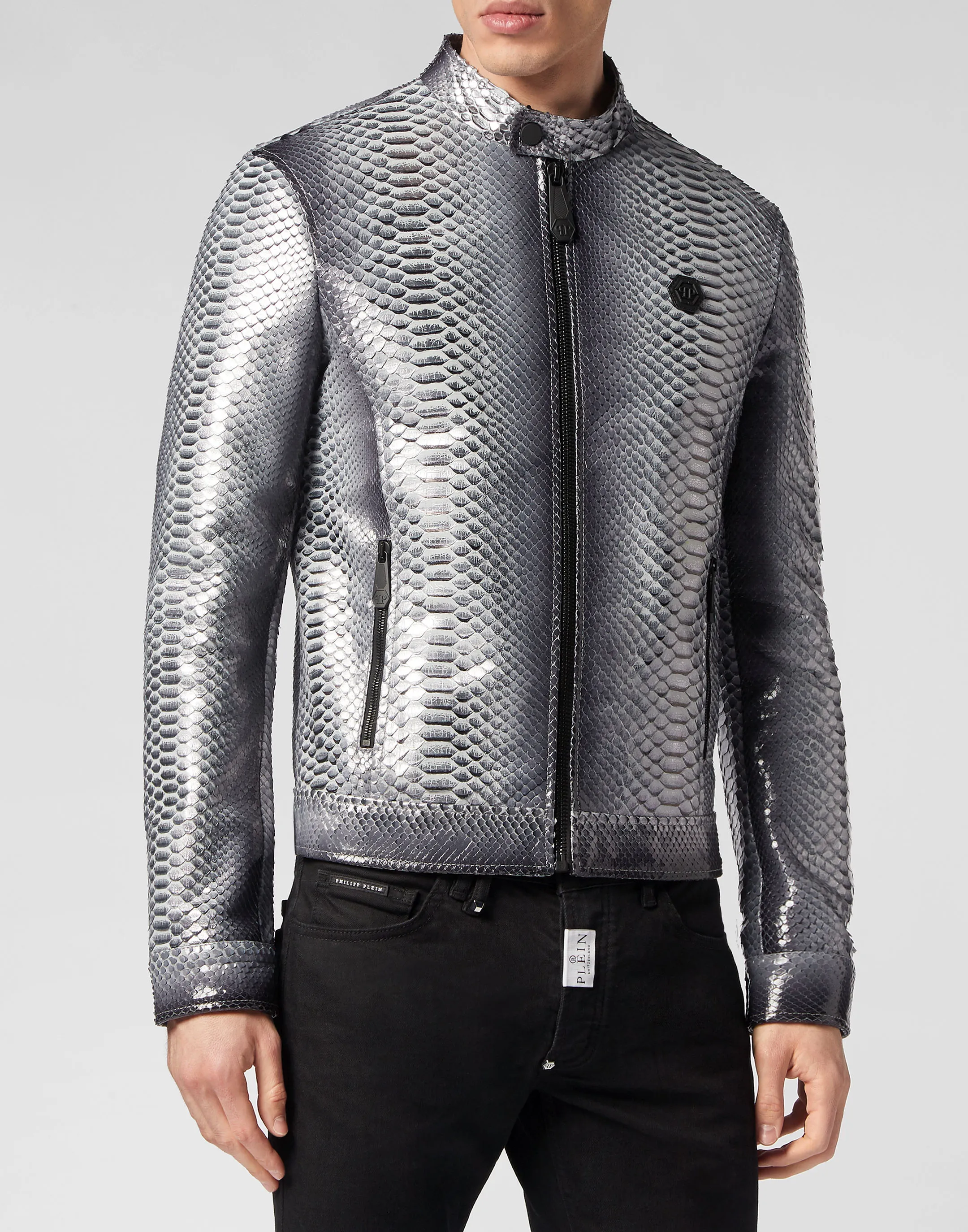 Python Leather Bomber Skull