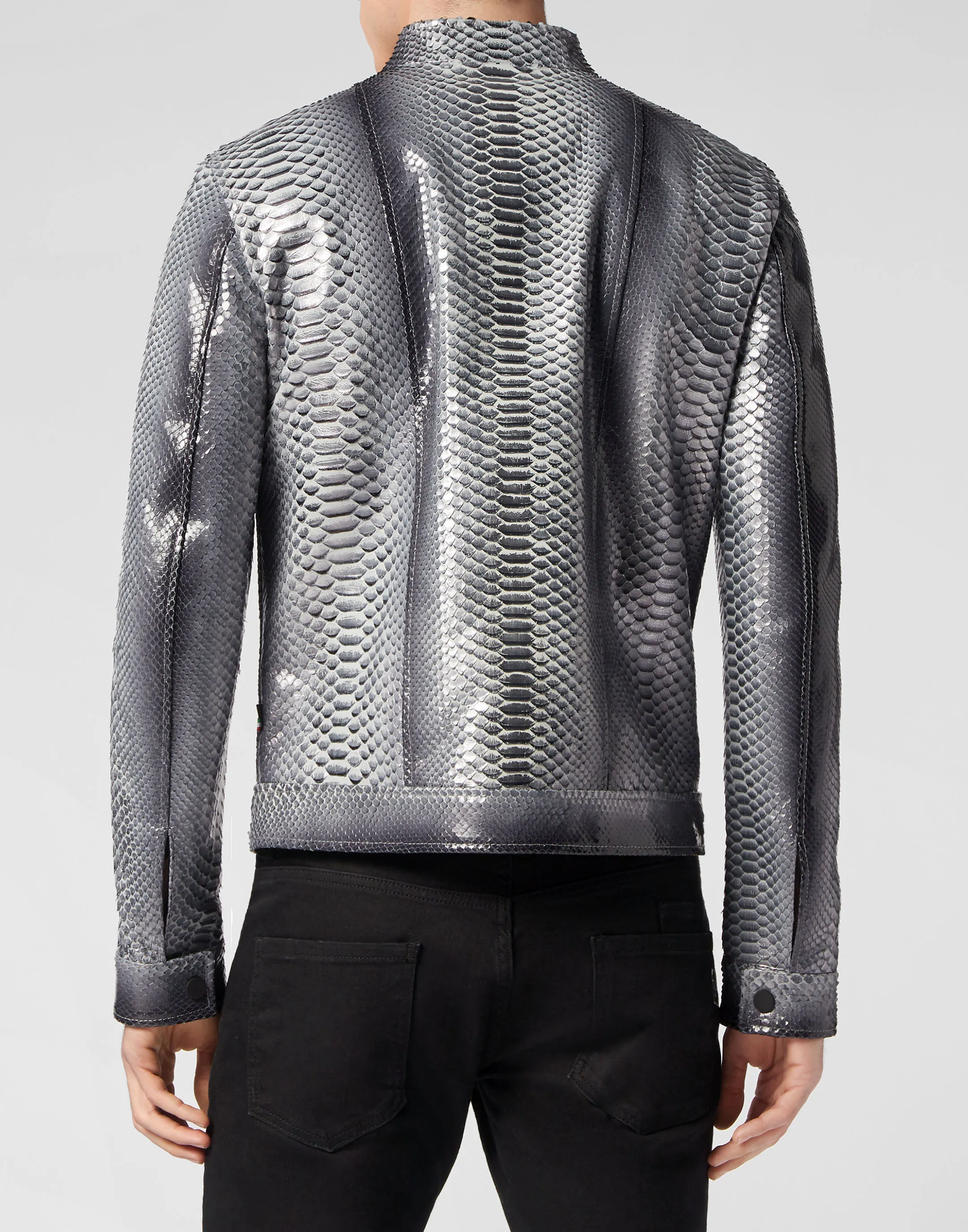 Python Leather Bomber Skull