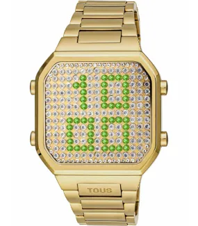 Reloj Tous Digital con brazalete de acero IP Dorado y caja con LEDS D-Bear - 3000130700