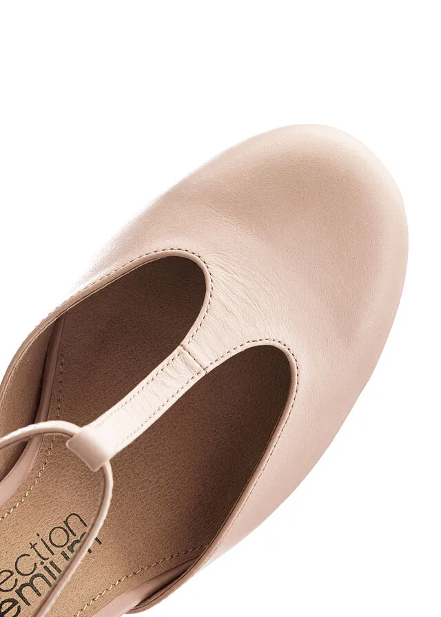 Sandalias de piel de estilo salomé Crema