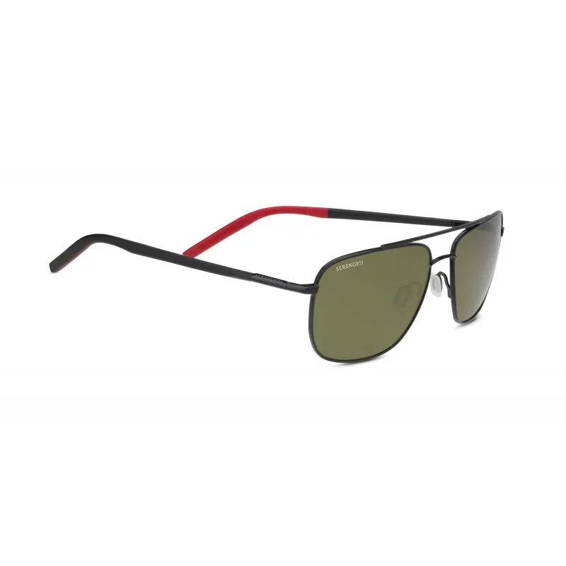 Serengeti Tellaro Sunglasses (Shiny Black / Black / Red / Mineral Polarized 555nm)