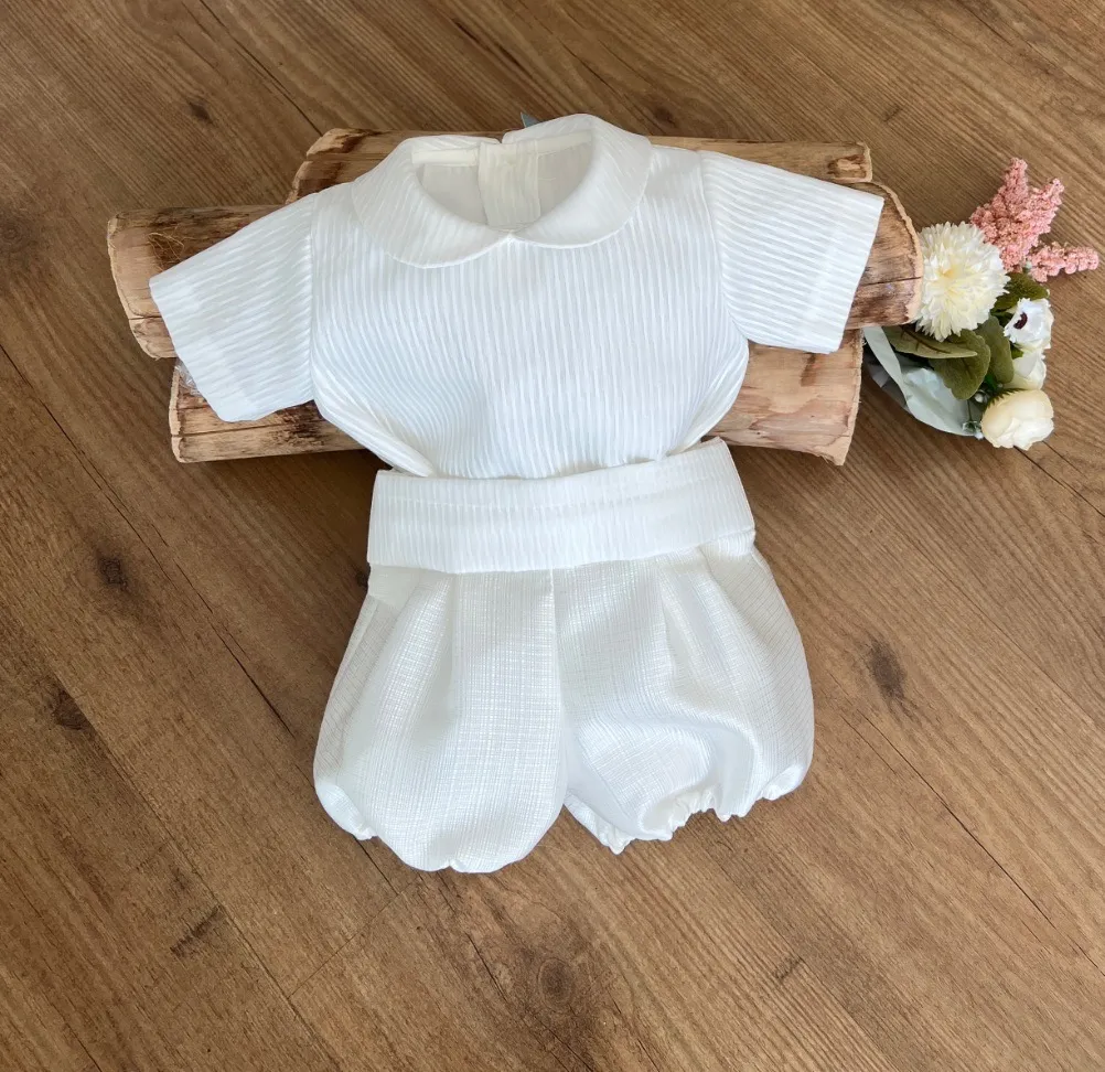 Set for boy blouse with bloomers and sash.