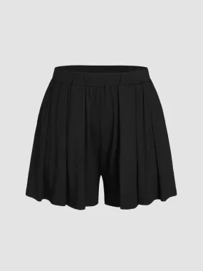  Shorts Anchos de Cintura Elástica Sólidos Curvy