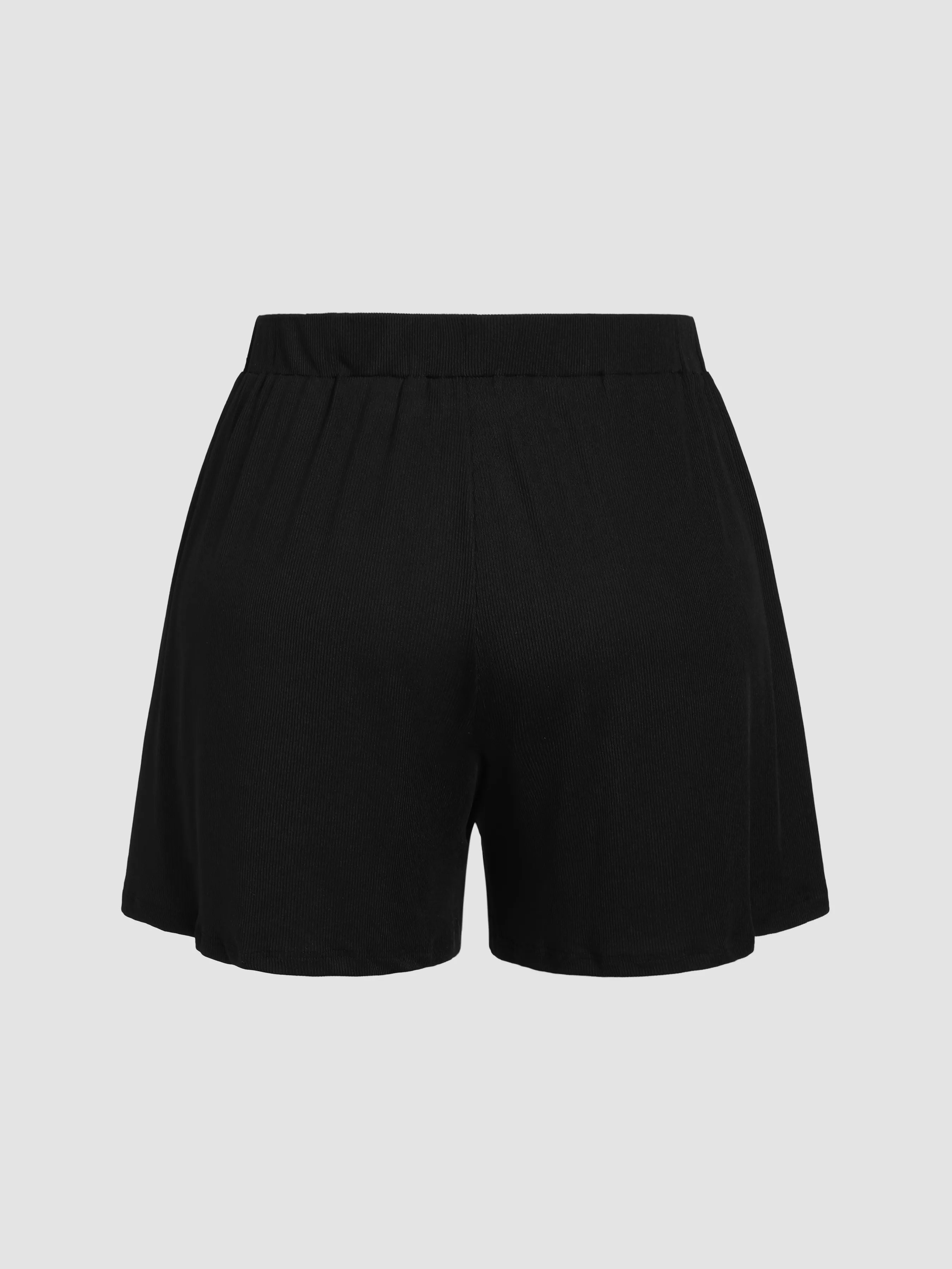  Shorts Anchos de Cintura Elástica Sólidos Curvy