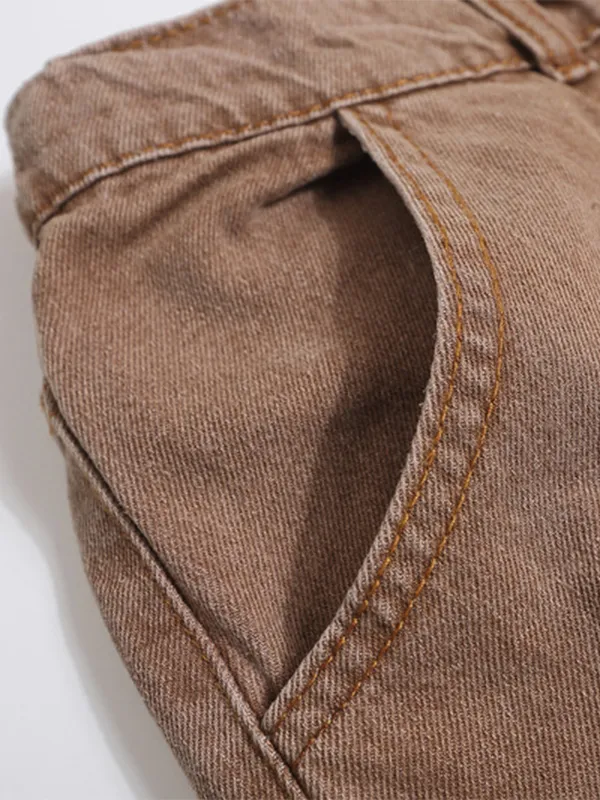 Shorts cargo con múltiples bolsillos y lavado vintage para hombre