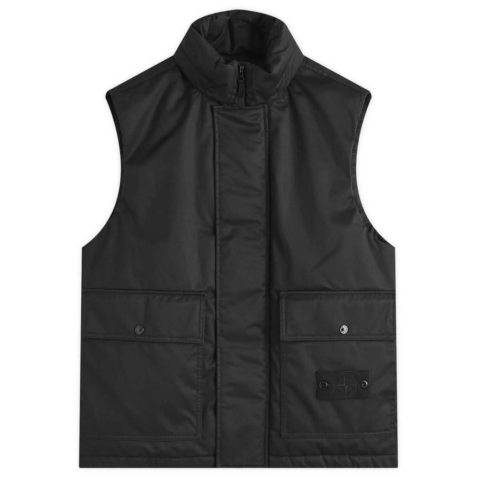 STONE ISLAND GHOST TWILL WOOLTC DOWN VEST BLACK